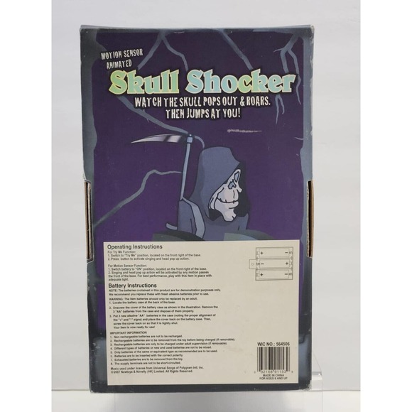 Newtoys & Novelty Skull Shocker Motion Sensor Animated Pops Out & Roars Working - Picture 3 of 5